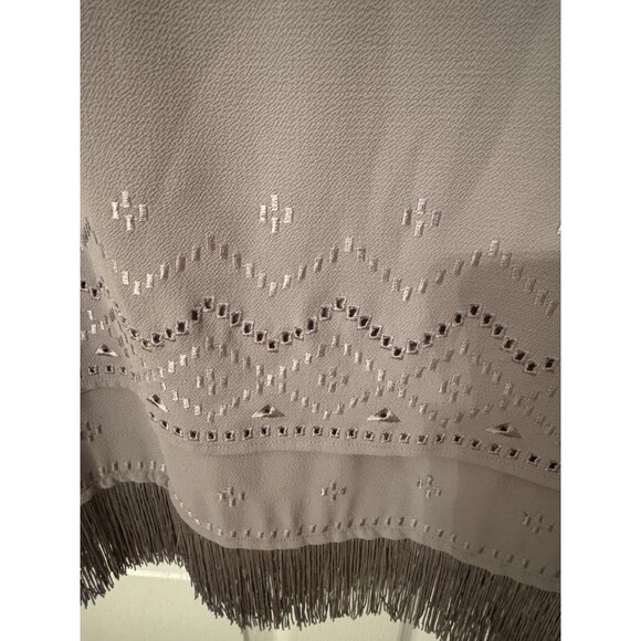 Tahari Grey Sleeveless Dress Sz 4 Fringe Short Neutral Classic Simple Workwear - Picture 5 of 14